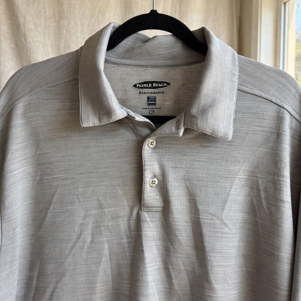 Pebble Beach Performance Polo Shirt Mens XL Gray Golf Preppy Classic Casual